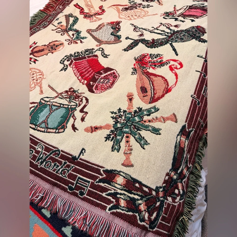 Vintage Christmas tapestry throw blanket